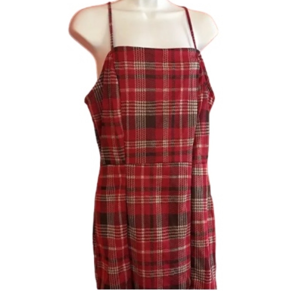 Little Plaid Dress. No Comment, Sleeveless, Short, Red Black Beige, XL Jr’s, NWT
